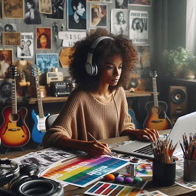 musician working on laptop