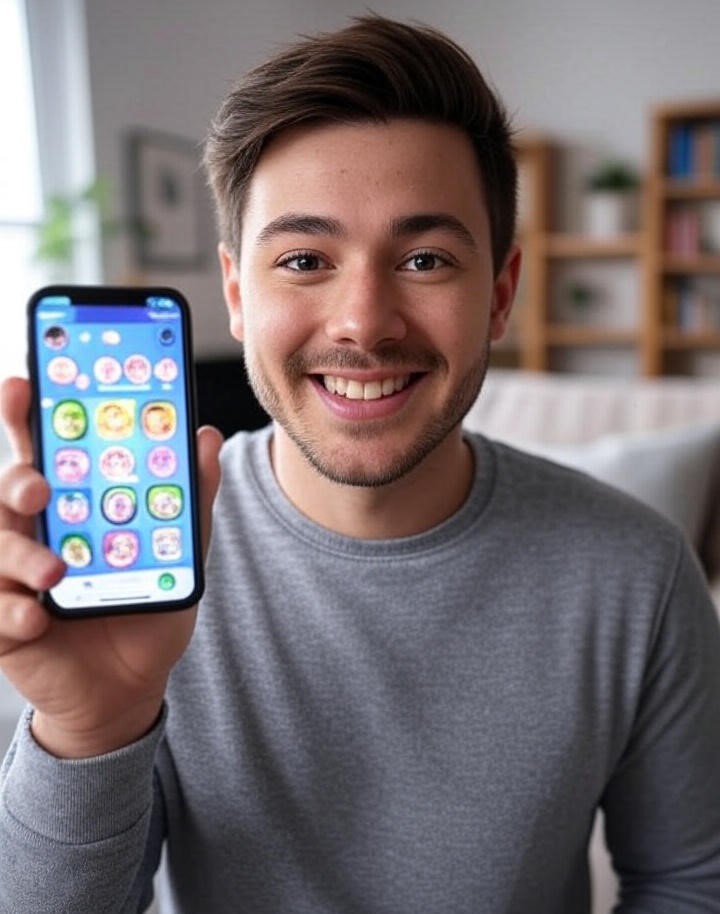 YouTuber recording a video review of a new app